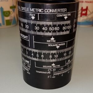 Vintage Universal Circle Metric Converter Slide Pencil Cup Black